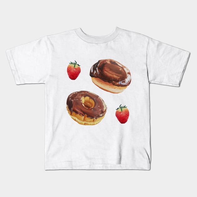 Donuts & Strawberries Kids T-Shirt by EmilyBickell